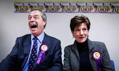 Ukip leader Nigel Farage with Eastleigh Ukip candidate Diane James